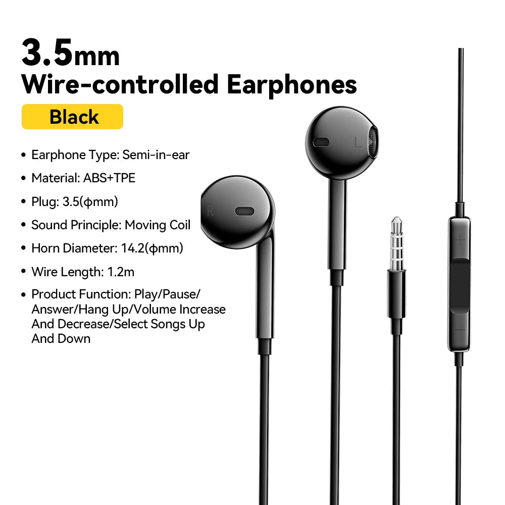 3.5Mm Wired Headphones in Ear Headset Wired Earphones with Microphone Stereo Earbuds Sports In-Line Control for Phones