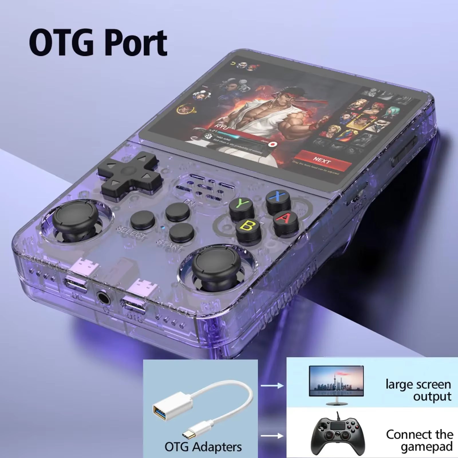 R36S Portable Handheld Game Console with 3.5-Inch IPS Screen, 64GB Storage, Open Source Linux System for Retro Arcade Games