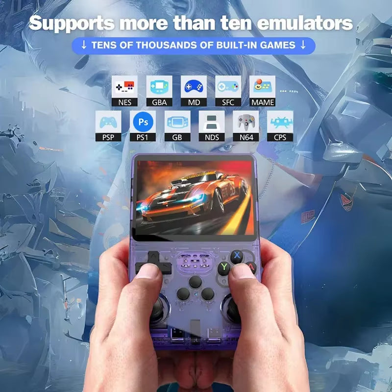 R36S Portable Handheld Game Console with 3.5-Inch IPS Screen, 64GB Storage, Open Source Linux System for Retro Arcade Games