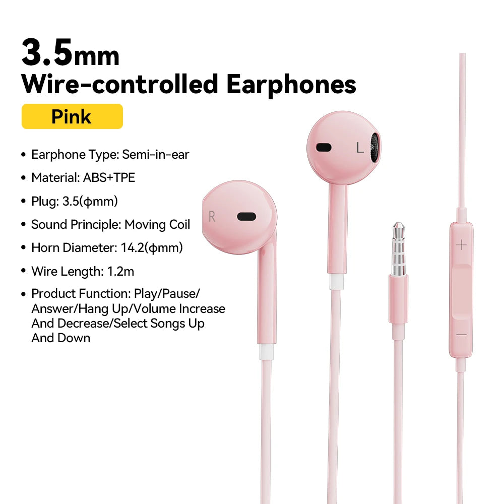 3.5Mm Wired Headphones in Ear Headset Wired Earphones with Microphone Stereo Earbuds Sports In-Line Control for Phones