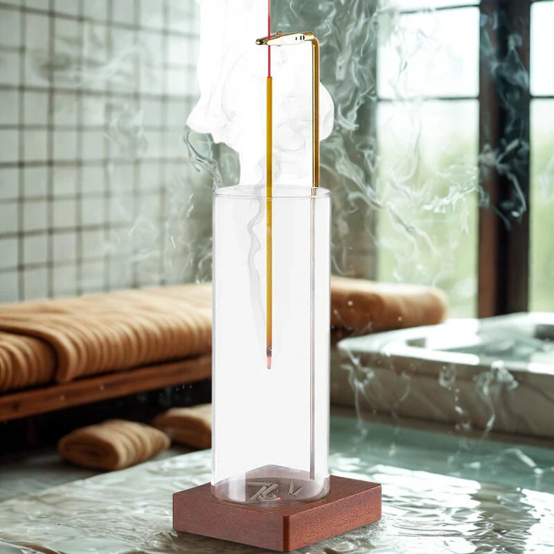 Elegant Glass Incense Holder with Detachable Ash Catcher
