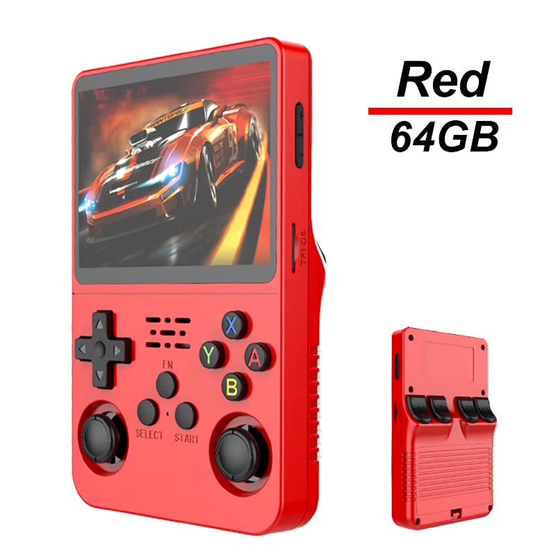 R36S Portable Handheld Game Console with 3.5-Inch IPS Screen, 64GB Storage, Open Source Linux System for Retro Arcade Games