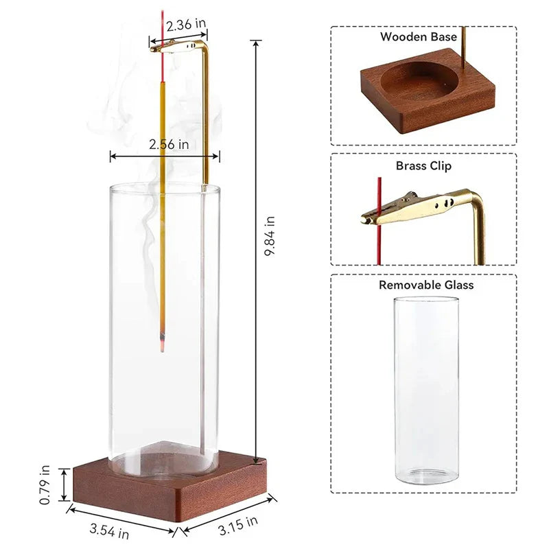 Elegant Glass Incense Holder with Detachable Ash Catcher