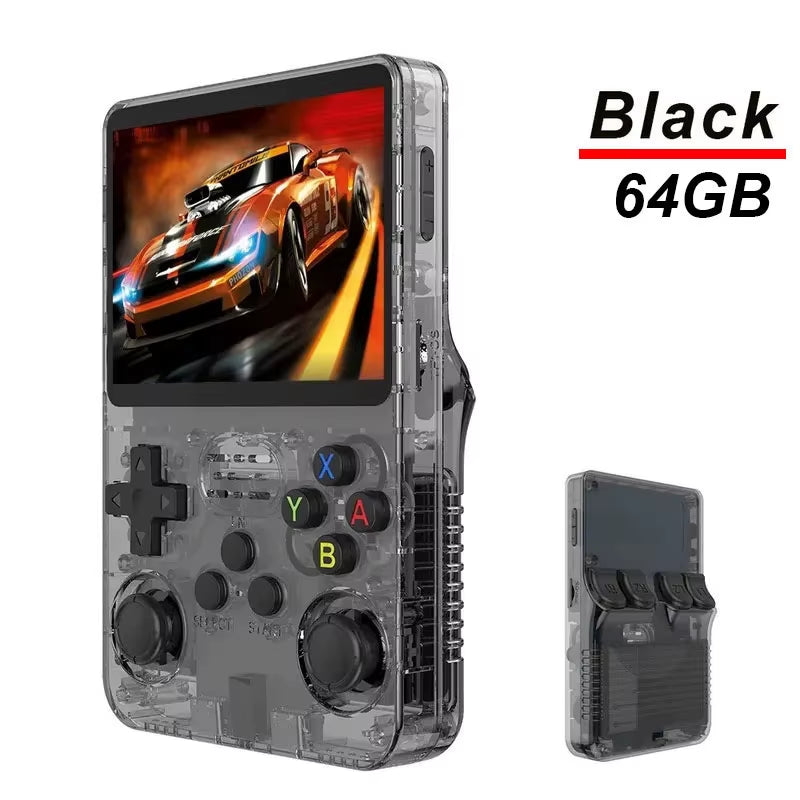 R36S Portable Handheld Game Console with 3.5-Inch IPS Screen, 64GB Storage, Open Source Linux System for Retro Arcade Games