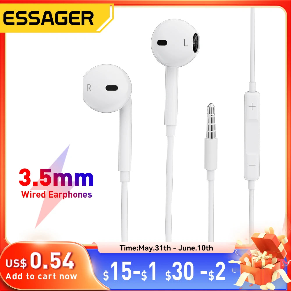 3.5Mm Wired Headphones in Ear Headset Wired Earphones with Microphone Stereo Earbuds Sports In-Line Control for Phones
